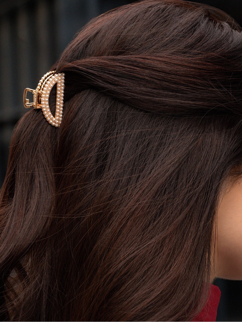 NWT Gold Pearl Half-Moon Hair Clip
